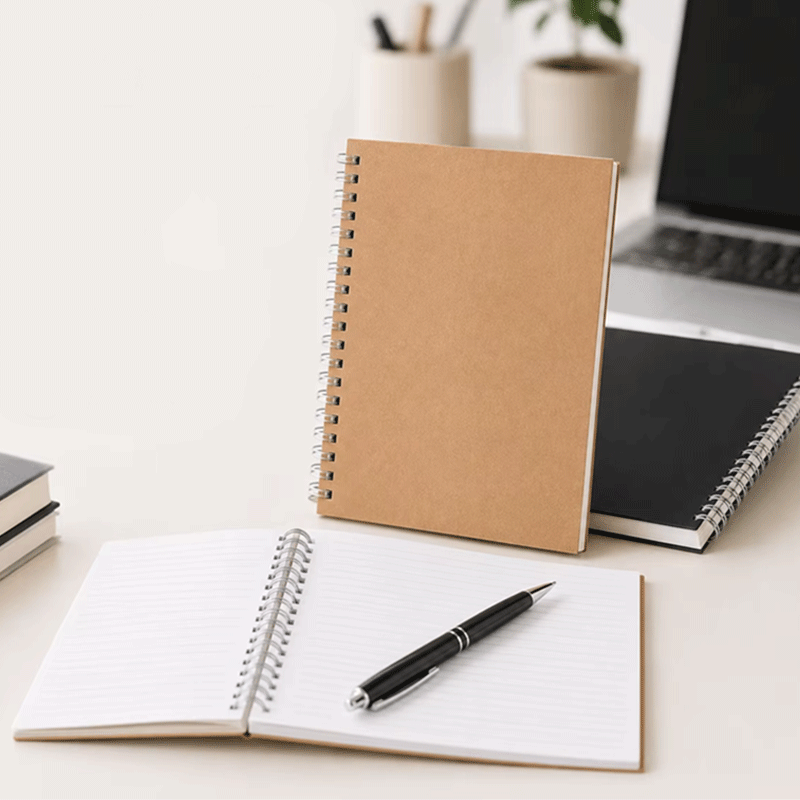 Kraft Black Spiral Notebook  Lined Pages