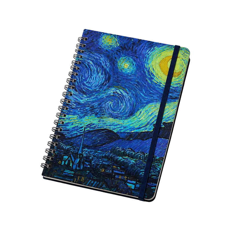 Spiral Notebook Starry Night Cover Elastic Band
