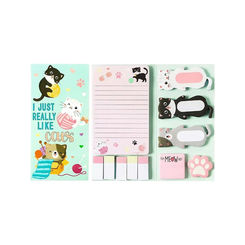 Cat Pattern Sticky Note Holder   Memo Book