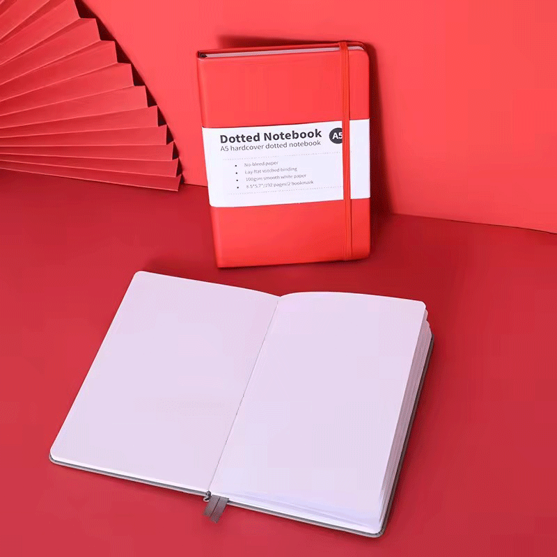 A5 PU Hardcover Dotted Grid Notebook Elastic Band