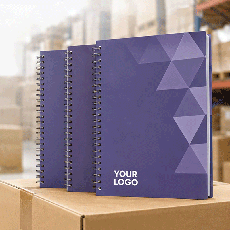 A5 Spiral Notebook Purple Geometric Cover