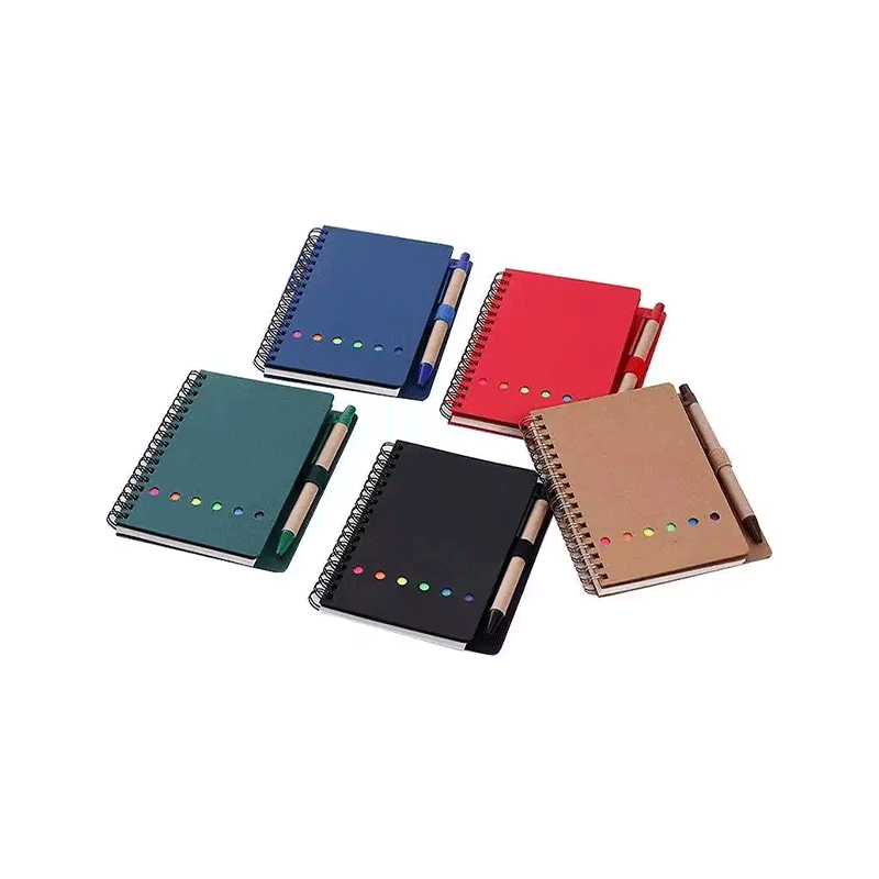 Kraft Paper Spiral Notebook Sticky Notes Pen Holder