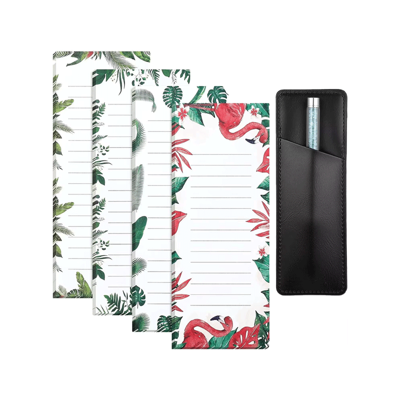 Magnetic Meal Planner Notepad PU Leather Pen Holder