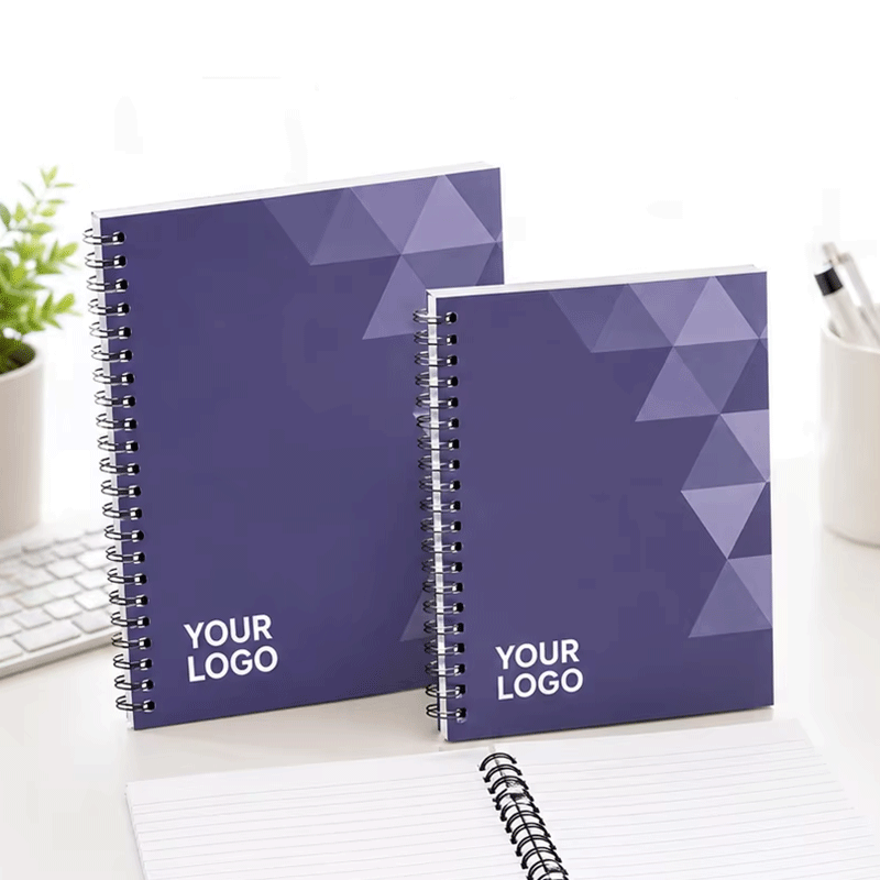 A5 Spiral Notebook Purple Geometric Cover