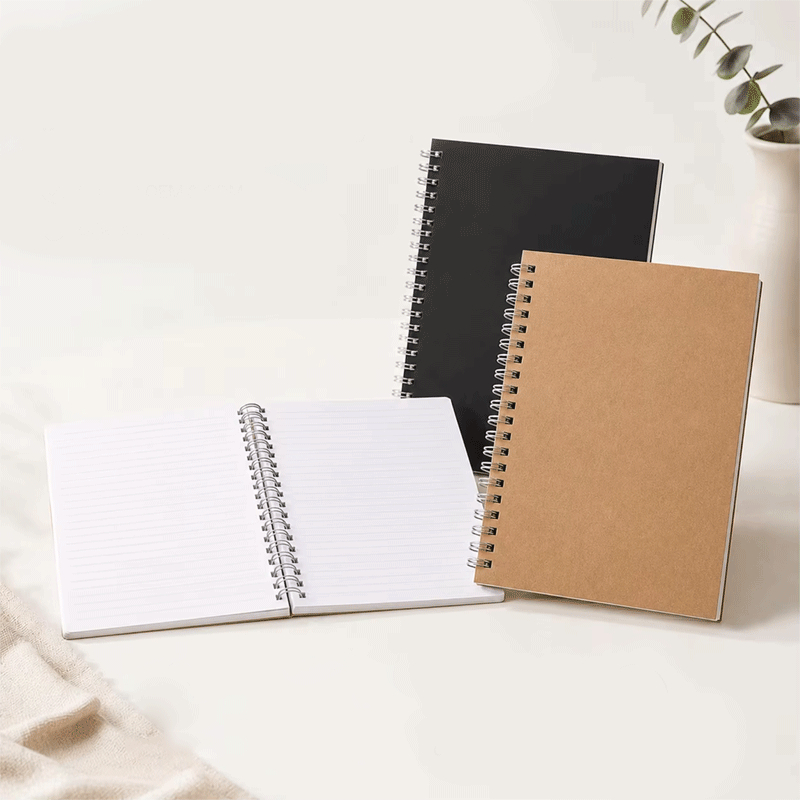 Kraft Black Spiral Notebook  Lined Pages