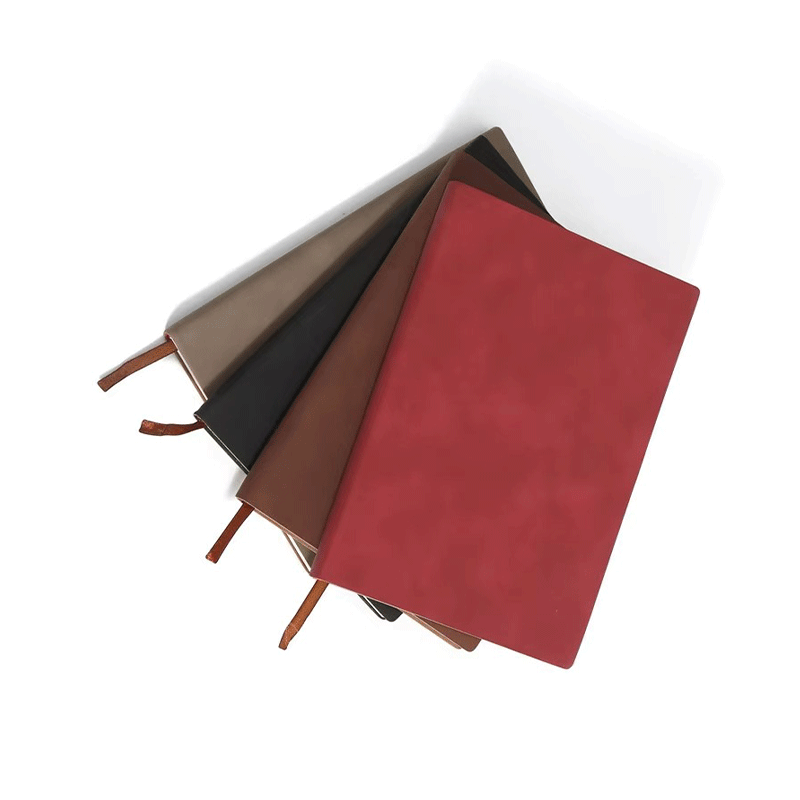 A5 Plain Smooth PU Soft Cover Notebook Bookmark