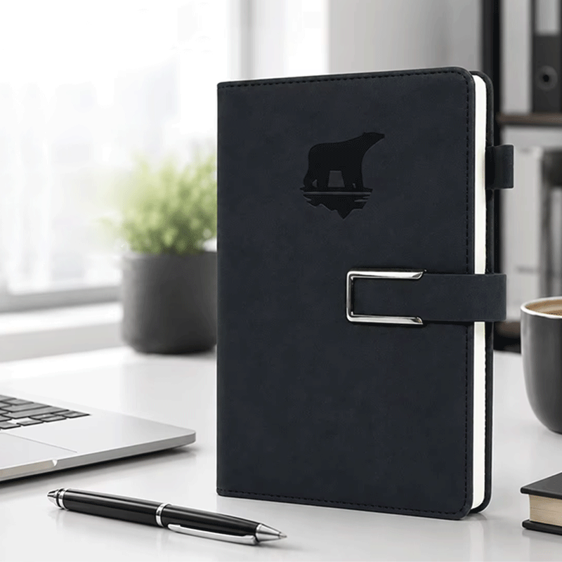Embossed PU Leather Hardcover Notebook Buckle Strap