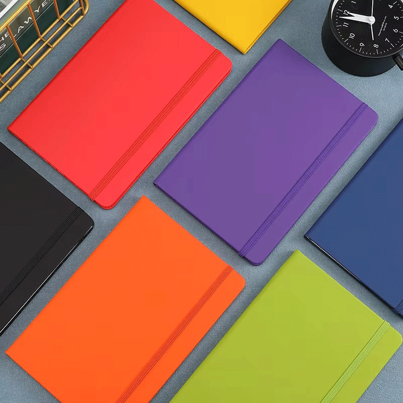 A5 Solid-color PU Hardcover Notebook Elastic Band