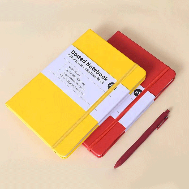 A5 PU Hardcover Dotted Grid Notebook Elastic Band