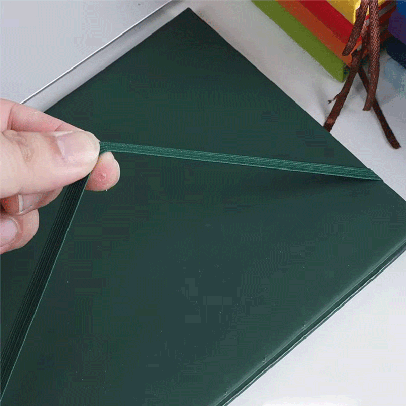 A5 A6 PU Elastic-bound Hardcover Notebook Bookmark