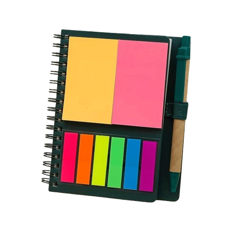 Kraft Paper Spiral Notebook Sticky Notes Pen Holder