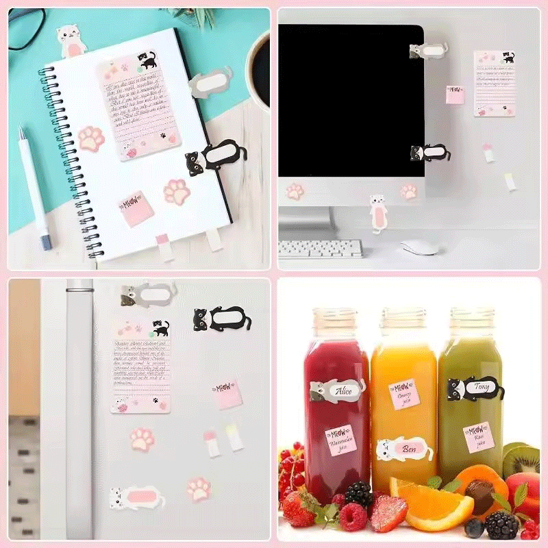 Cat Pattern Sticky Note Holder   Memo Book