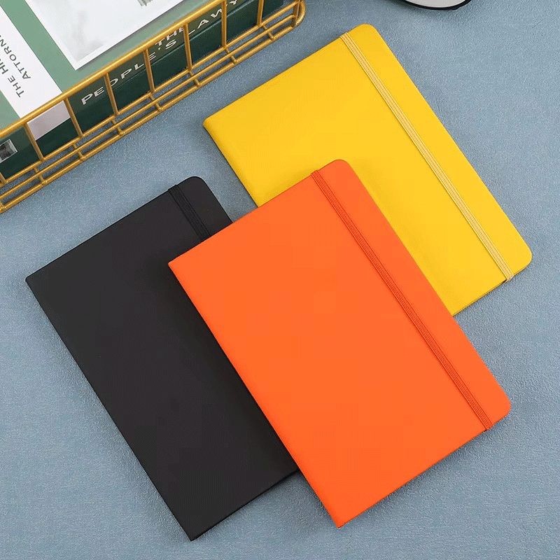 A5 Solid-color PU Hardcover Notebook Elastic Band
