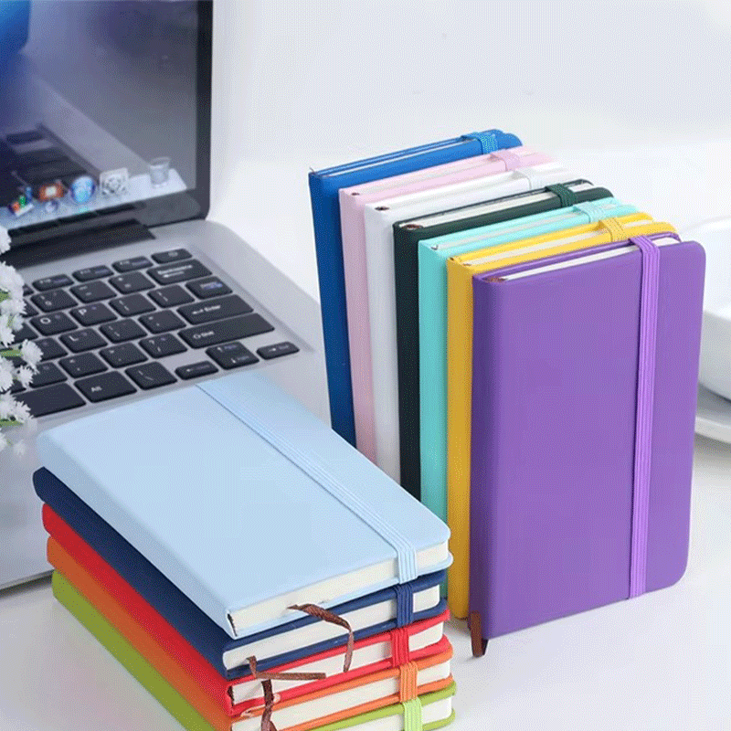 A5 A6 PU Elastic-bound Hardcover Notebook Bookmark