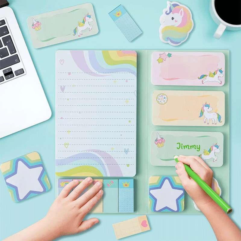 Unicorn And Rainbow Themed Sticky Notes Memo Pad