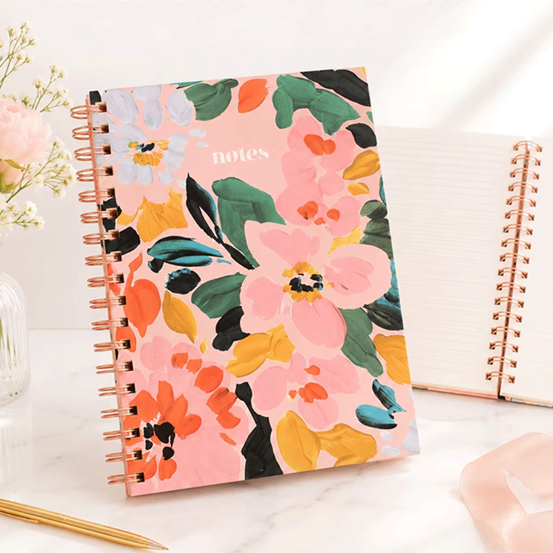 Hardcover Spiral Notebook Dark Green Gold Wire Bound