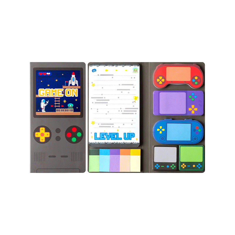 Retro Game Console Patterned Combo Sticky Notebook
