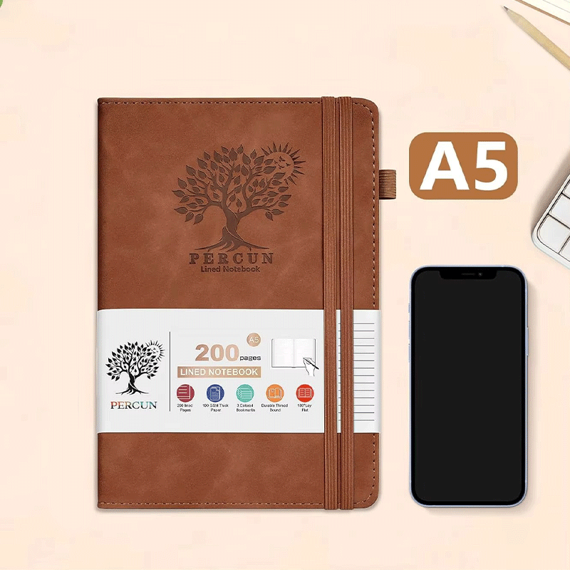 A5 Premium Vintage PU Leather Hardcover Notebook Pen Loop
